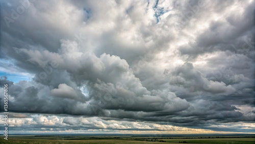 stunning view of vast expanse of stratus clouds covering sky, creating dramatic atmosphere over landscape