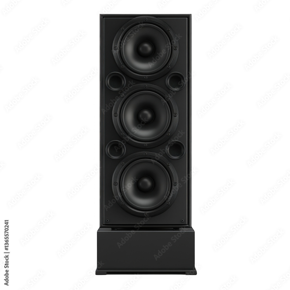 Obraz premium Black sound system equipment, frontal view, white background, png