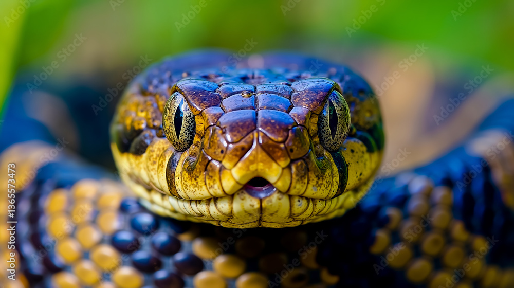 Fototapeta premium A close up of a snake's head with its mouth open