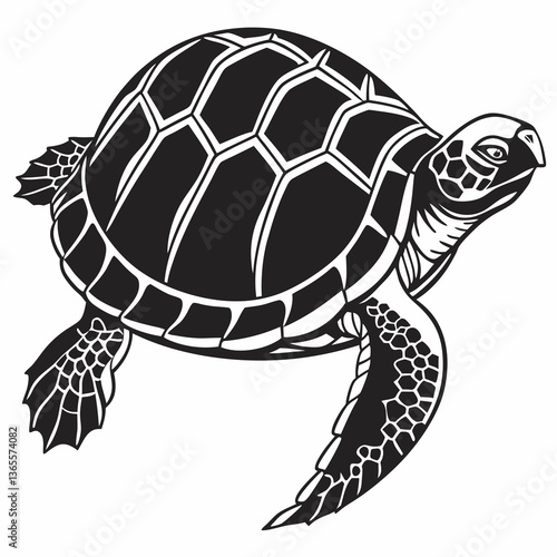 Box turtle silhouette black vector