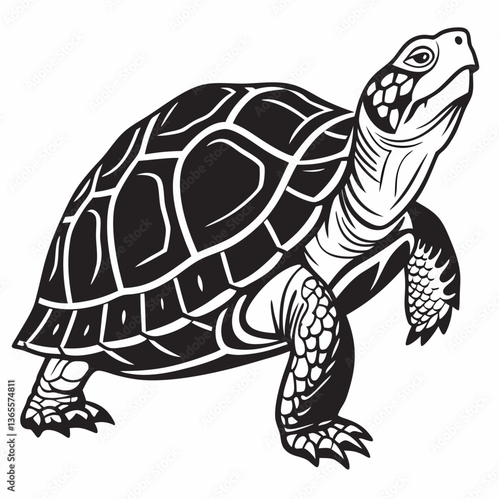 Naklejka premium Box turtle silhouette black vector
