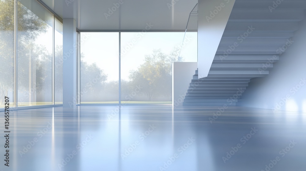 Obraz premium Modern Minimalist Interior with Large Windows