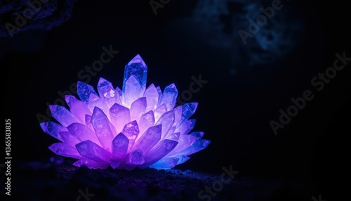 Mesmerizing Crystal Formation Glowing Purple & Blue Cave Gem