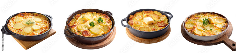 Delicious variety of casseroles with potatoes and cheese, perfect for comfort meals. Delicious variety of casseroles with potatoes and cheese, perfect for comfort meals.