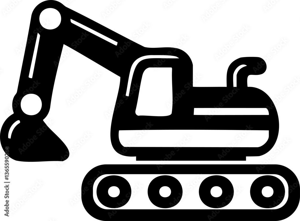 Excavator machinery working on construction, Toy excavator vector Excavator machinery working on construction, Toy excavator vector
