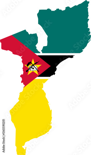 Mozambique flag on the map illustration vector with transparent