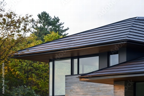 Wallpaper Mural Modern minimalistic roof design of a private residence showcasing sleek lines and materials Torontodigital.ca