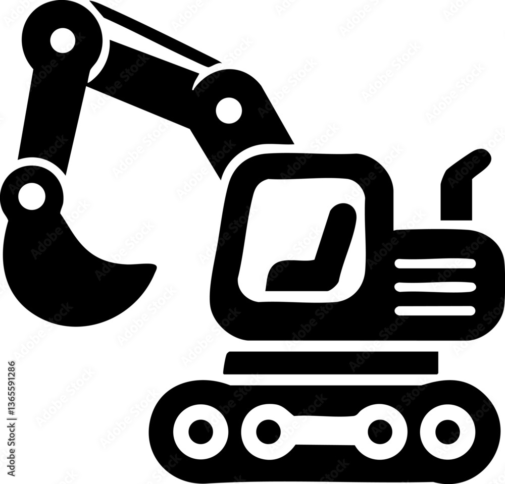 Excavator machinery working on construction, Toy excavator vector Excavator machinery working on construction, Toy excavator vector