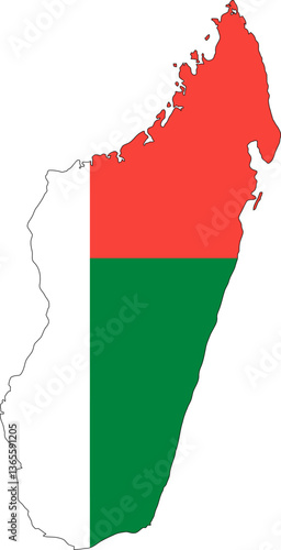 Madagascar flag on the map illustration vector with transparent