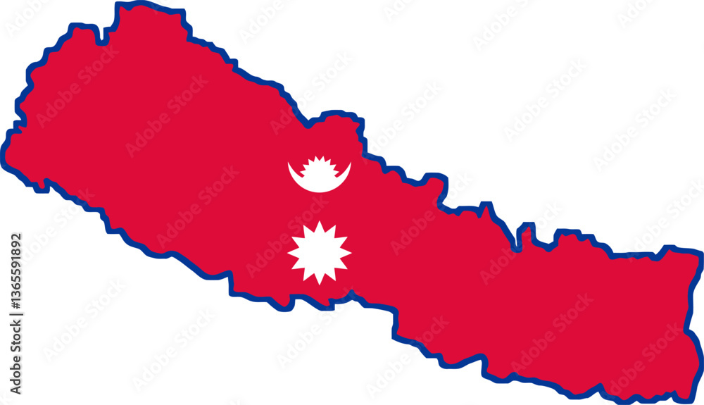 Fototapeta premium Nepal flag on the map illustration vector with transparent