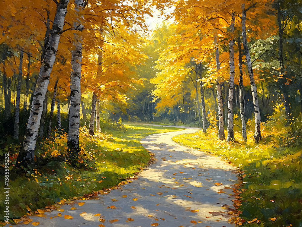 Obraz premium Path in Forest in Autumn