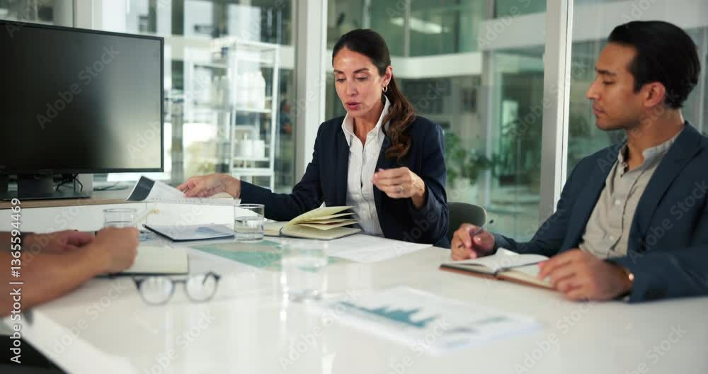 Documents, finance and meeting with business people in office boardroom for collaboration or report. Data, paper and statistics with employee group in workplace for budget, development or investment Documents, finance and meeting with business people in office boardroom for collaboration or report. Data, paper and statistics with employee group in workplace for budget, development or investment