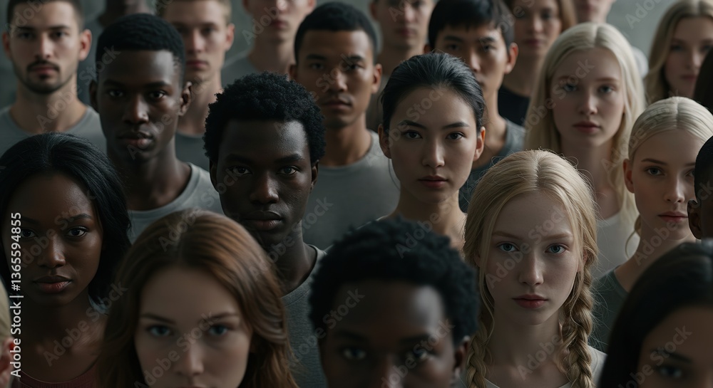 Diverse group of people expressing various emotions in a minimalist setting Diverse group of people expressing various emotions in a minimalist setting