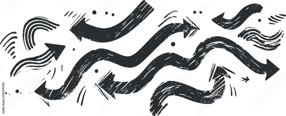 Grunge brush arrow vector illustration for creative design projects and navigation themes. Grunge brush arrow vector illustration for creative design projects and navigation themes.