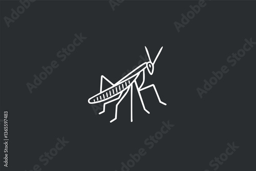 Minimalist mantis outline vector illustration for nature-themed designs and icons.