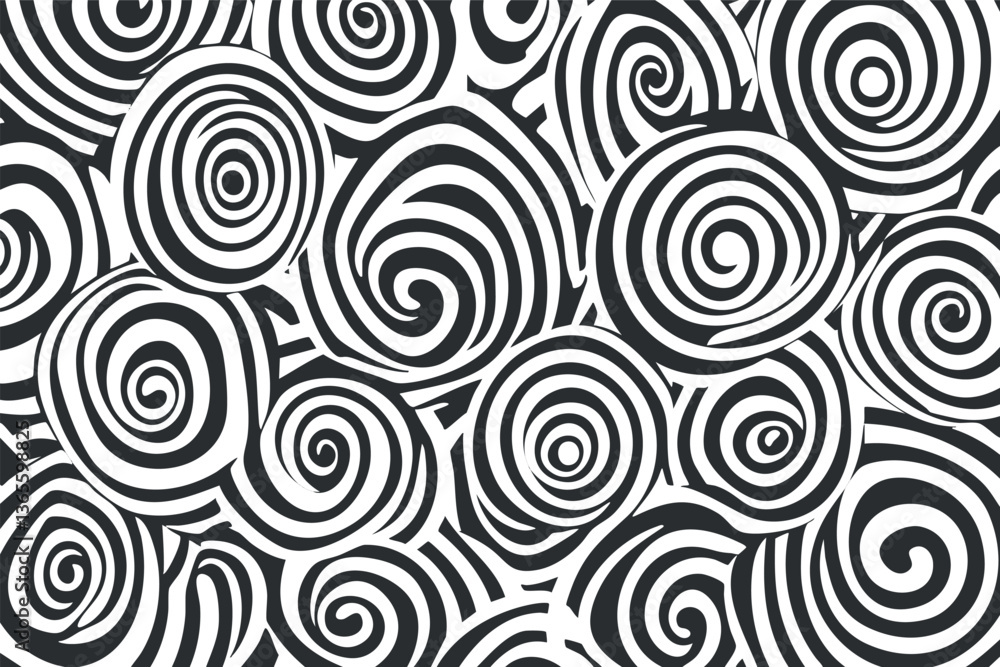 Abstract black and white spiral pattern design for modern backgrounds or decorative projects. Abstract black and white spiral pattern design for modern backgrounds or decorative projects.