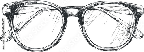 Vintage glasses sketch illustration for fashion and accessory designs.