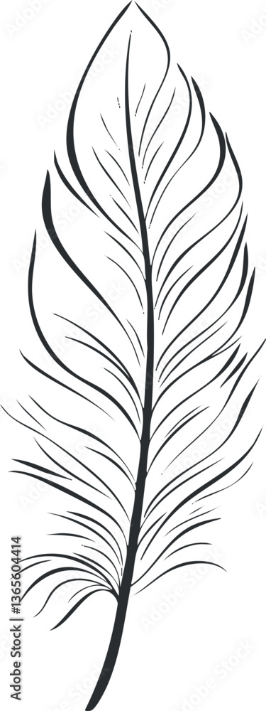 Obraz premium Elegant black and white feather illustration for decorative or design purposes.