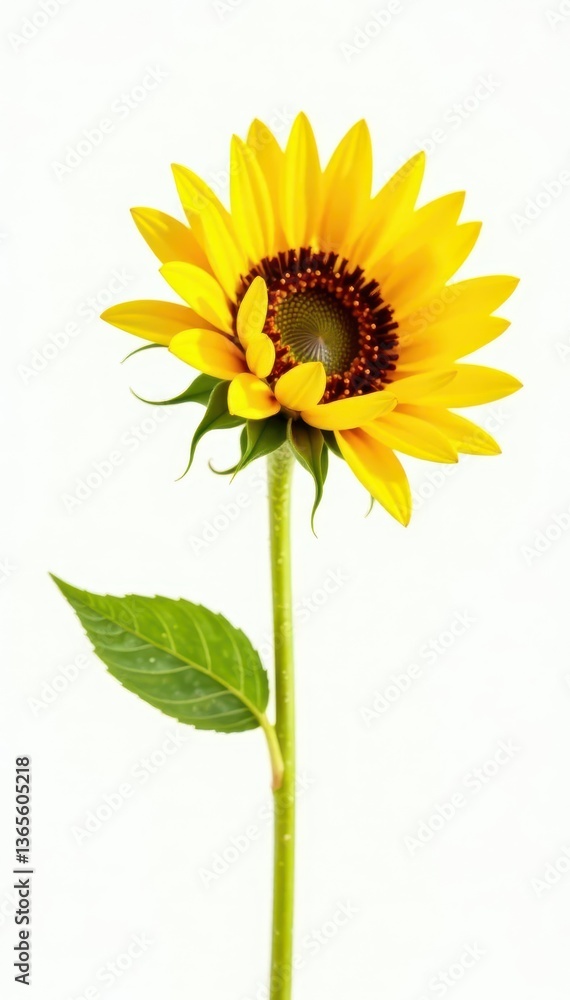 Naklejka premium A lone sunflower seed against a pure white background, white, natural food, isolated background