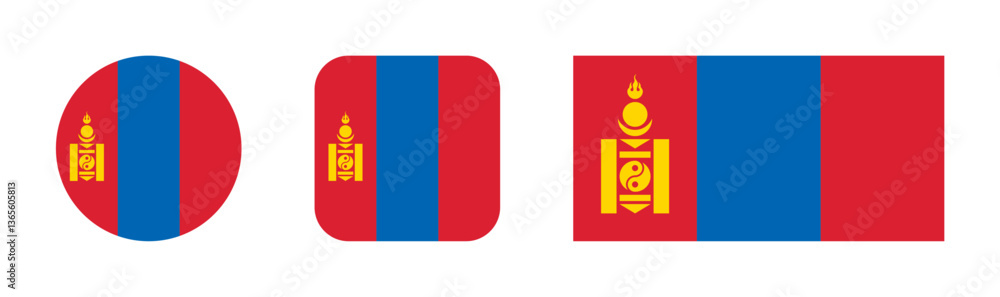 Naklejka premium Mongolia flag icon set