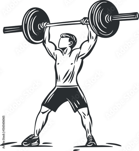 Vector illustration of a weightlifter holding a barbell, ideal for fitness design.