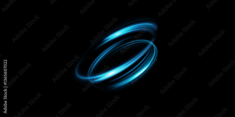 Abstract light lines of movement and speed of blue color. Circular movement of light lines. Podium, portal. Frame of light. Abstract light lines of movement and speed of blue color. Circular movement of light lines. Podium, portal. Frame of light.