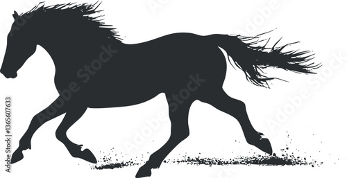 Dynamic horse silhouette illustration for nature and wildlife themed designs.