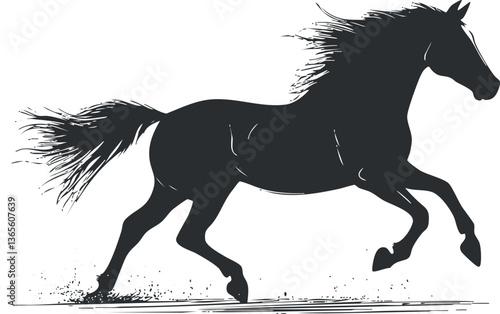 Dynamic silhouette of a galloping horse, ideal for equestrian and nature-themed designs.