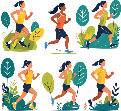 Women Running Illustrations Collection