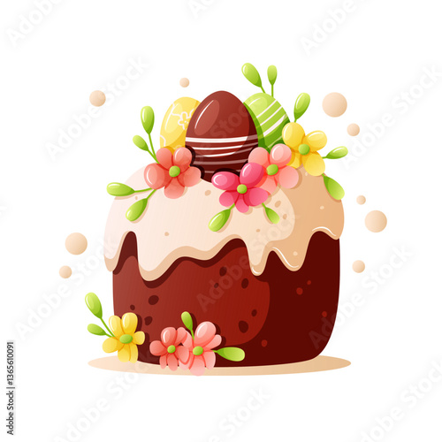 Easter cake with eggs vector illustration