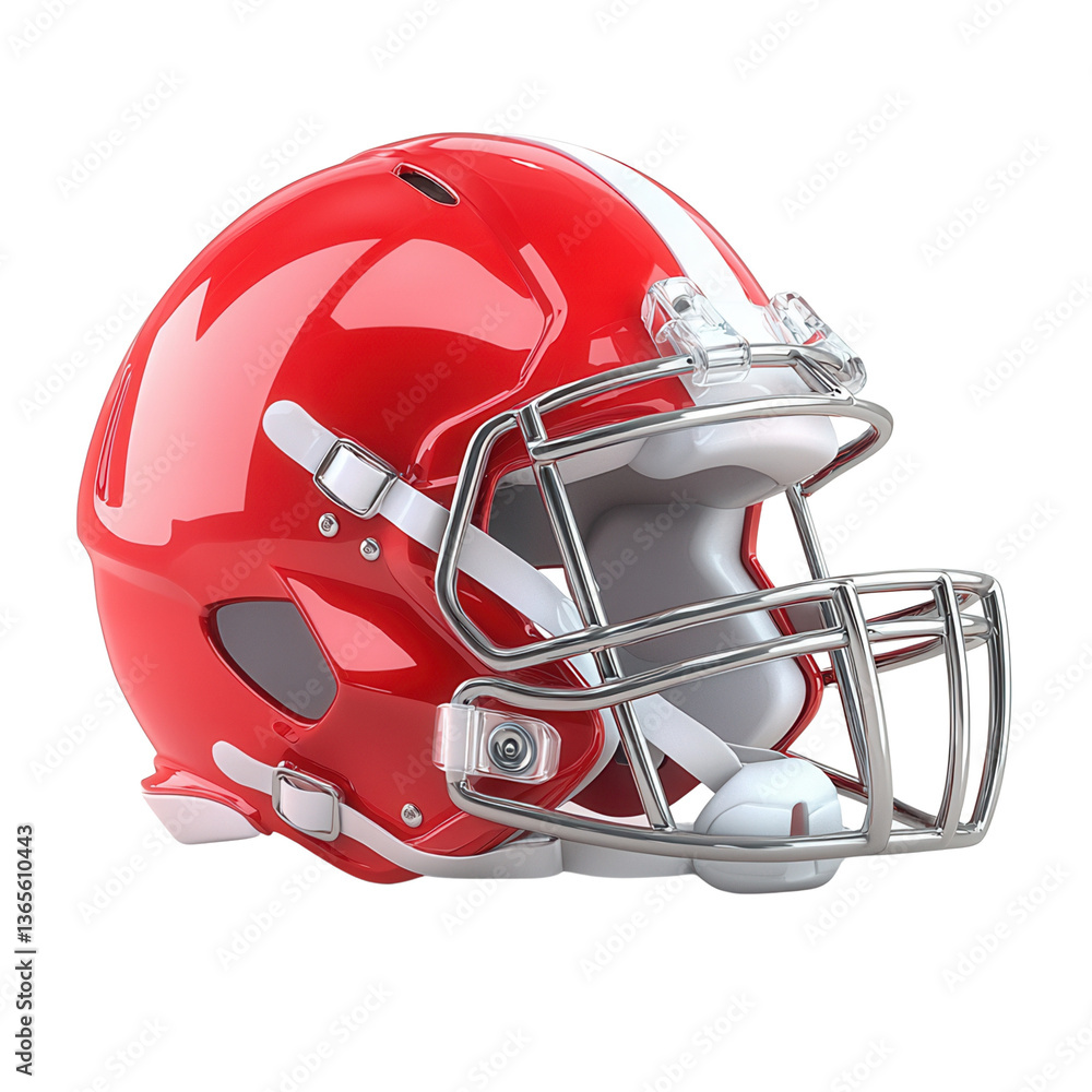Fototapeta premium Red football helmet on a black background.