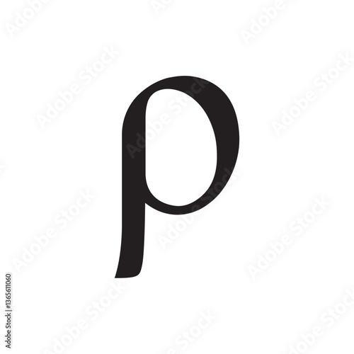 Rho greek alphabet letter icon symbol template