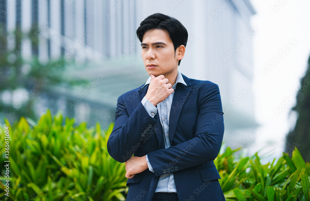 image of a young asian businessman posing and standing on the street image of a young asian businessman posing and standing on the street