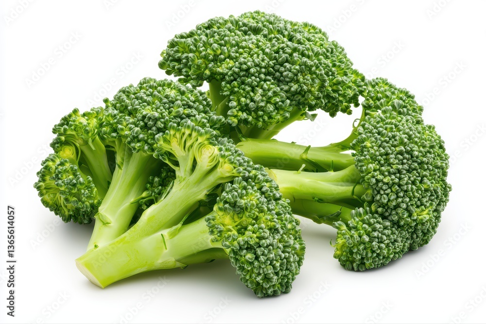Fresh green broccoli on white background for cooking Fresh green broccoli on white background for cooking