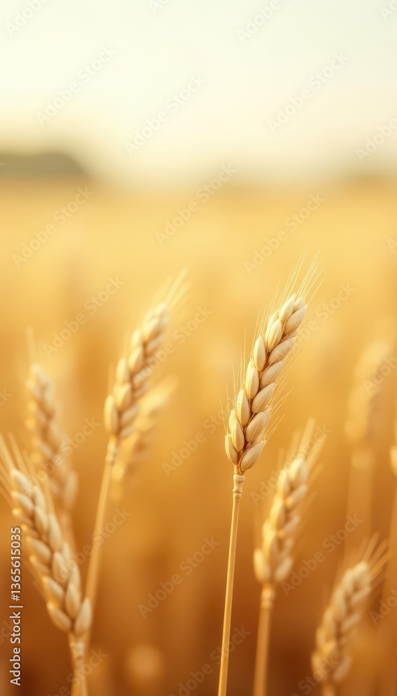 Obraz premium Soft wheat field, calming beige tones, minimalist nature scene , grass, nature