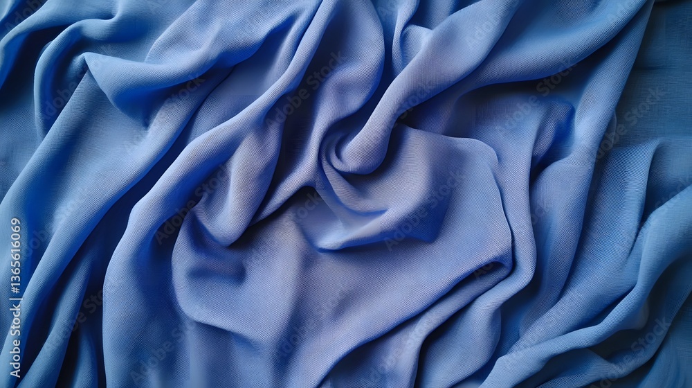 Soft and Luxurious Blue Fabric with Gentle Folds and Flowing Texture Soft and Luxurious Blue Fabric with Gentle Folds and Flowing Texture