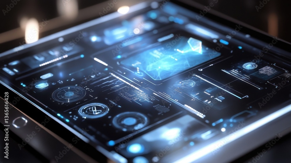 Obraz premium Futuristic UI designs use glasslike effects for depth