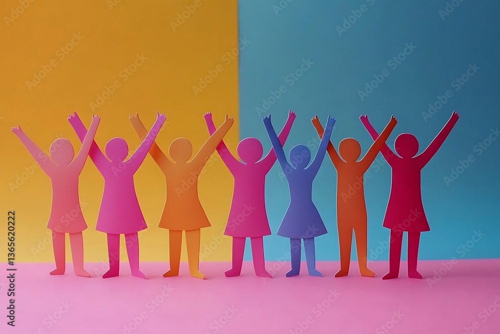 Celebrating Success Colorful Paper People Group Celebrating Success Colorful Paper People Group