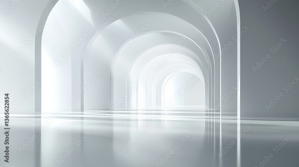 Fototapeta premium Modern Archway Corridor with White Light