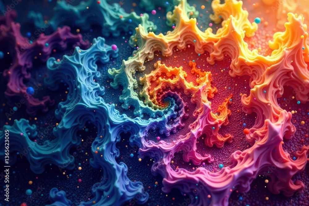 Abstract fractal digital art with swirling colors , movement, modern, pattern