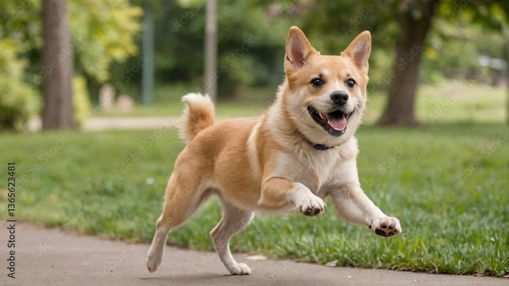 a dog running in a park a dog running in a park
