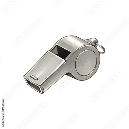 Silver Whistle Illustration - Referee, Coach, Sports, Signal