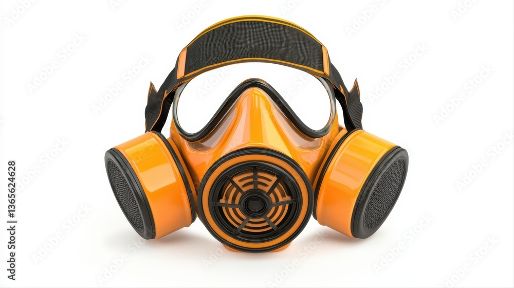 Vibrant orange gas mask for safety and protection Vibrant orange gas mask for safety and protection