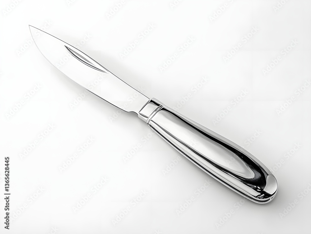 Compact Silver Pocket Knife with Sleek Design Isolated on White Background Compact Silver Pocket Knife with Sleek Design Isolated on White Background