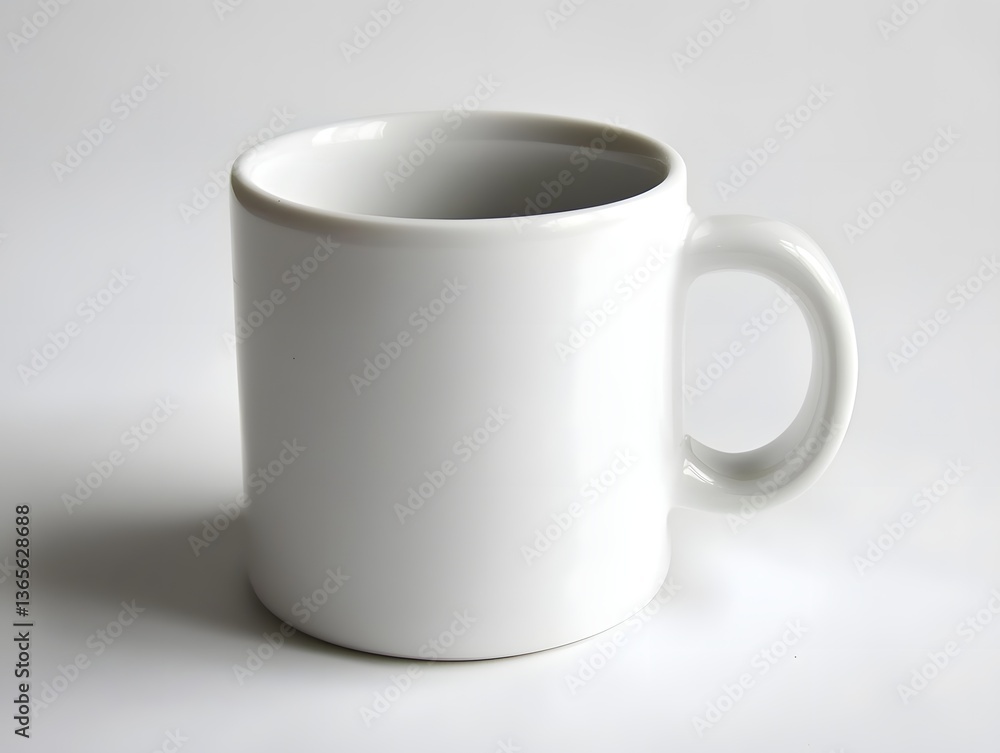 Fototapeta premium Classic White Ceramic Coffee Cup Filled with Black Coffee on White Background