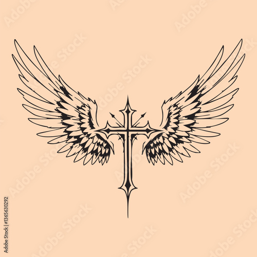 black and white tattoo design of Jesus Christ cross