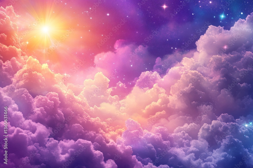Celestial cloudscapes, vibrant colors, ethereal glow Celestial cloudscapes, vibrant colors, ethereal glow
