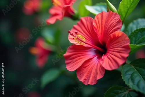 Wallpaper Mural Bold hibiscus blooms in vibrant hues, continuous print, design, wallpaper Torontodigital.ca