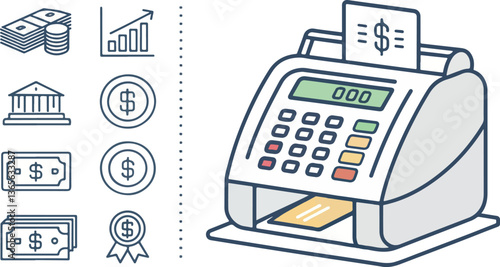 Banknote Counter vector design, Banknote Counter logo and icon design, Colorful Banknote Counter vector design