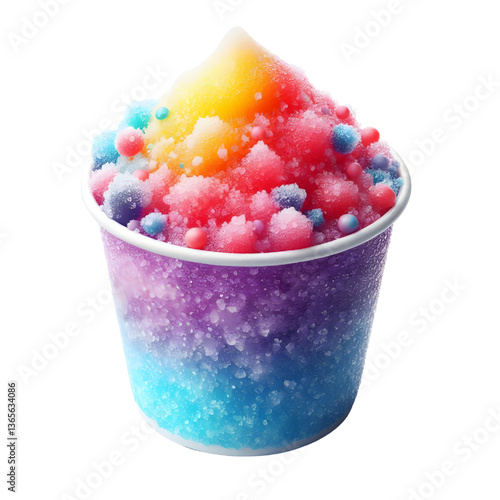 Colored slush ice in a cup isolated on white background